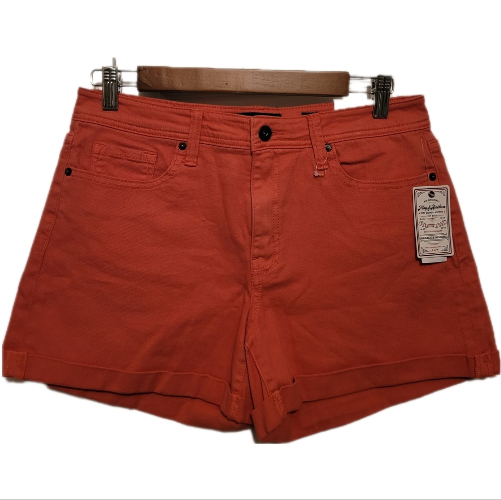 Flag And Antham Premium High Rise Cuffed Shorts, Sz 8 NWT